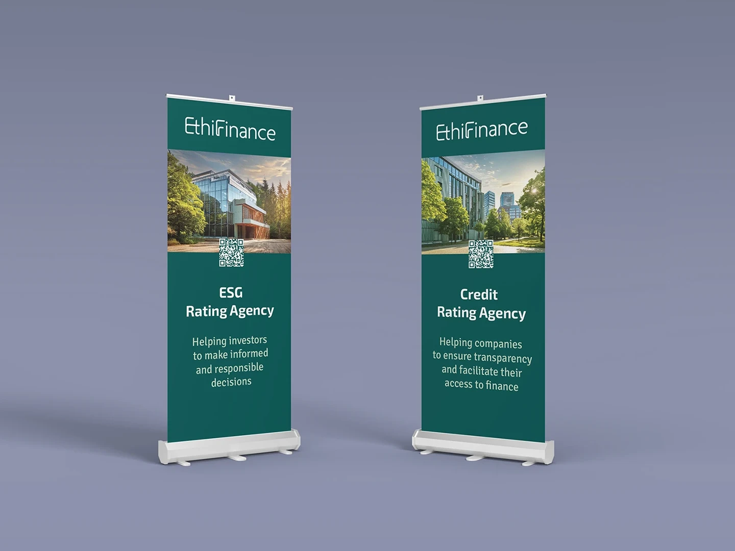 Stand Ethifinance — Conception d’un kit visuel pour salon professionnel