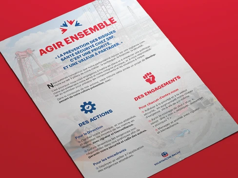 Agir Ensemble Flyer Sensibilisation QSE – Design Print Communication Sécurité BTP