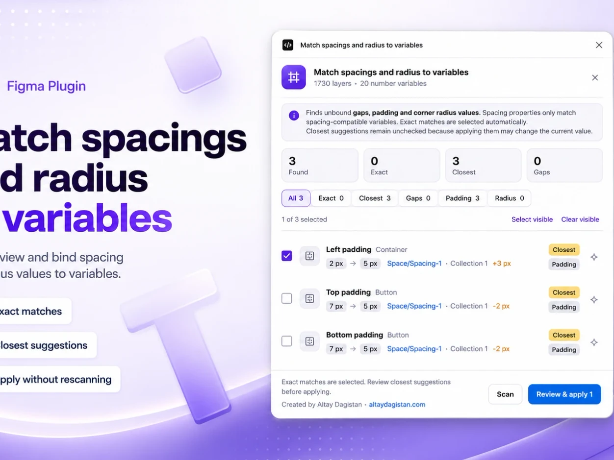 Match Spacing & Radius to Variables