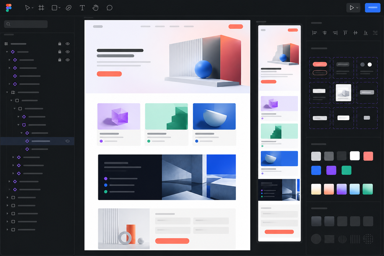 Site web en cours de conception dans l&rsquo;interface Figma