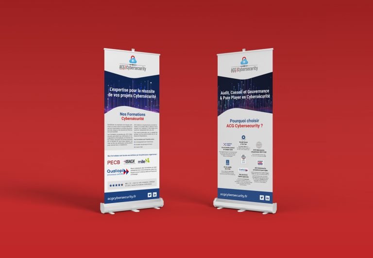 Çevrimiçi denetim ve danışmanlık hizmetleri için kırmızı zemin üzerinde siber güvenlik eğitimi tanıtım afişleri.