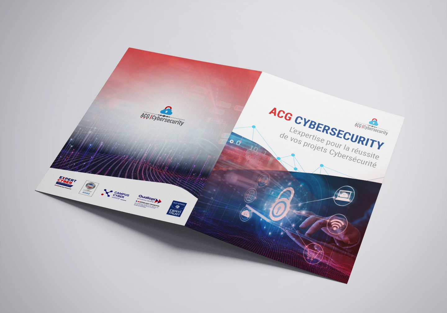 Création graphique plaquette 2 volets acg security - couverture