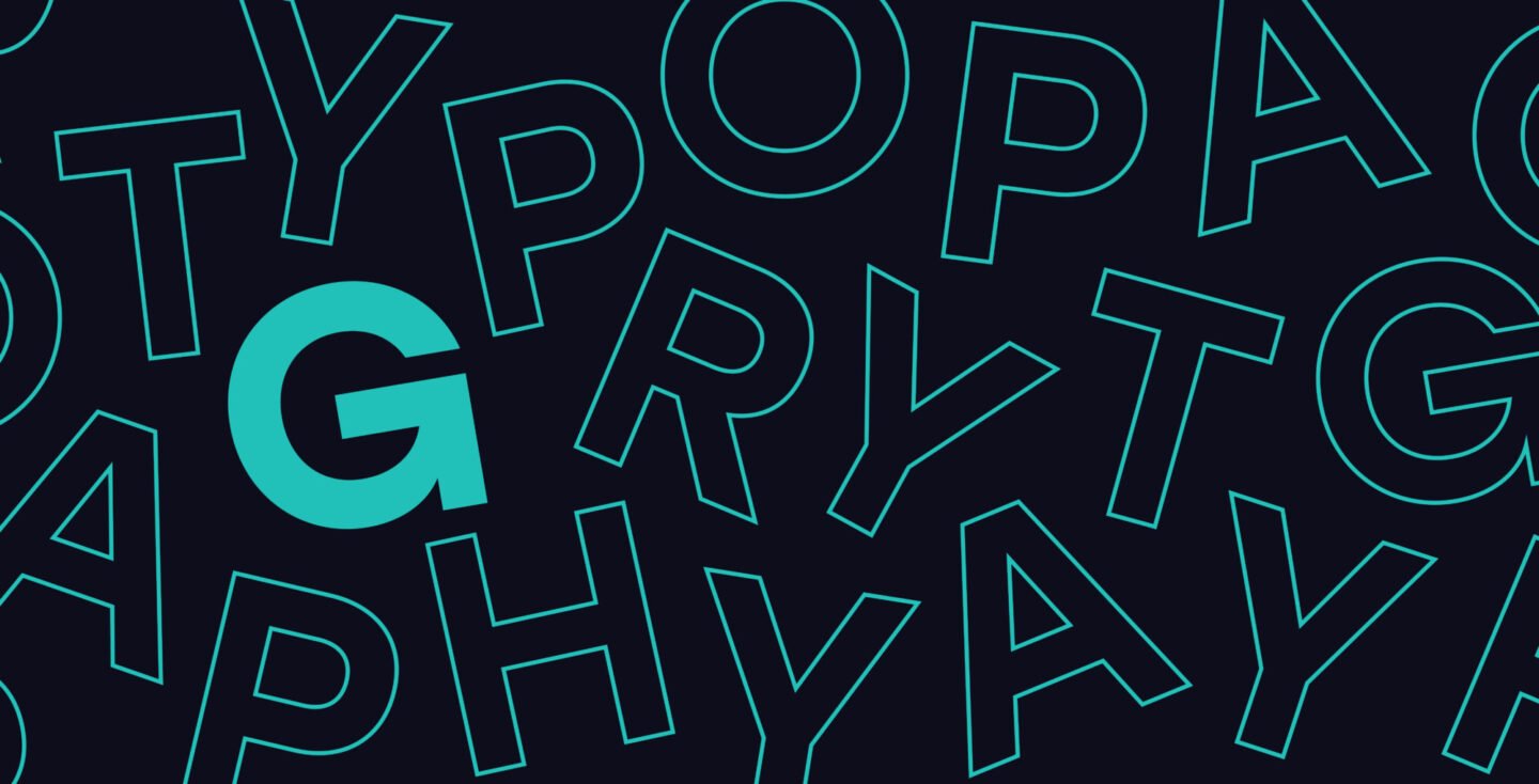 Typographie moderne avec lettrage turquoise sur fond sombre pour projet de design graphique et identité visuelle.