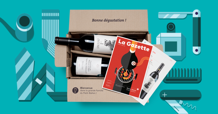Design wine box with brochure; example of branding and visual communication for beverage brand.