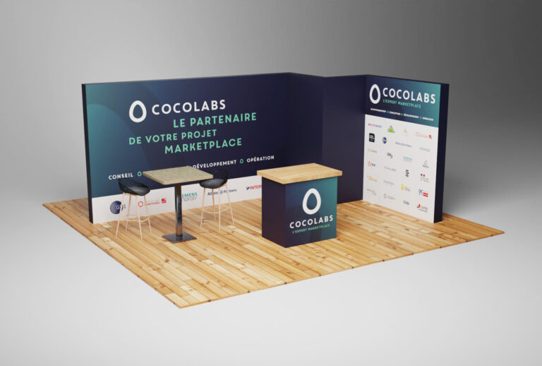 Création graphique / design pour un habillage de stand pour L'Expo Tech for Retail