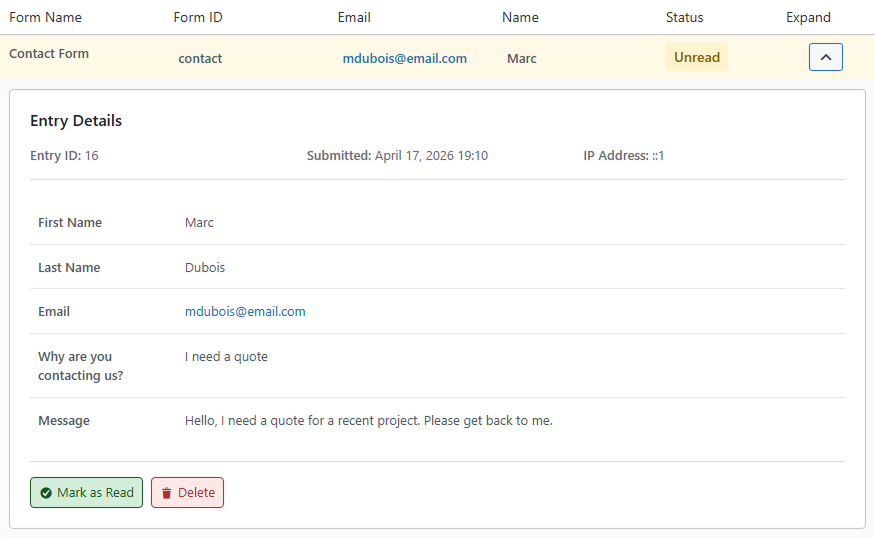 entry dashboard