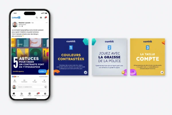 Création de carrousels LinkedIn et Instagram pour marques B2B