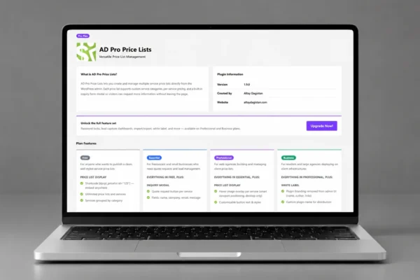 AD Pro Price Lists : Design UI/UX d&rsquo;un plugin WordPress