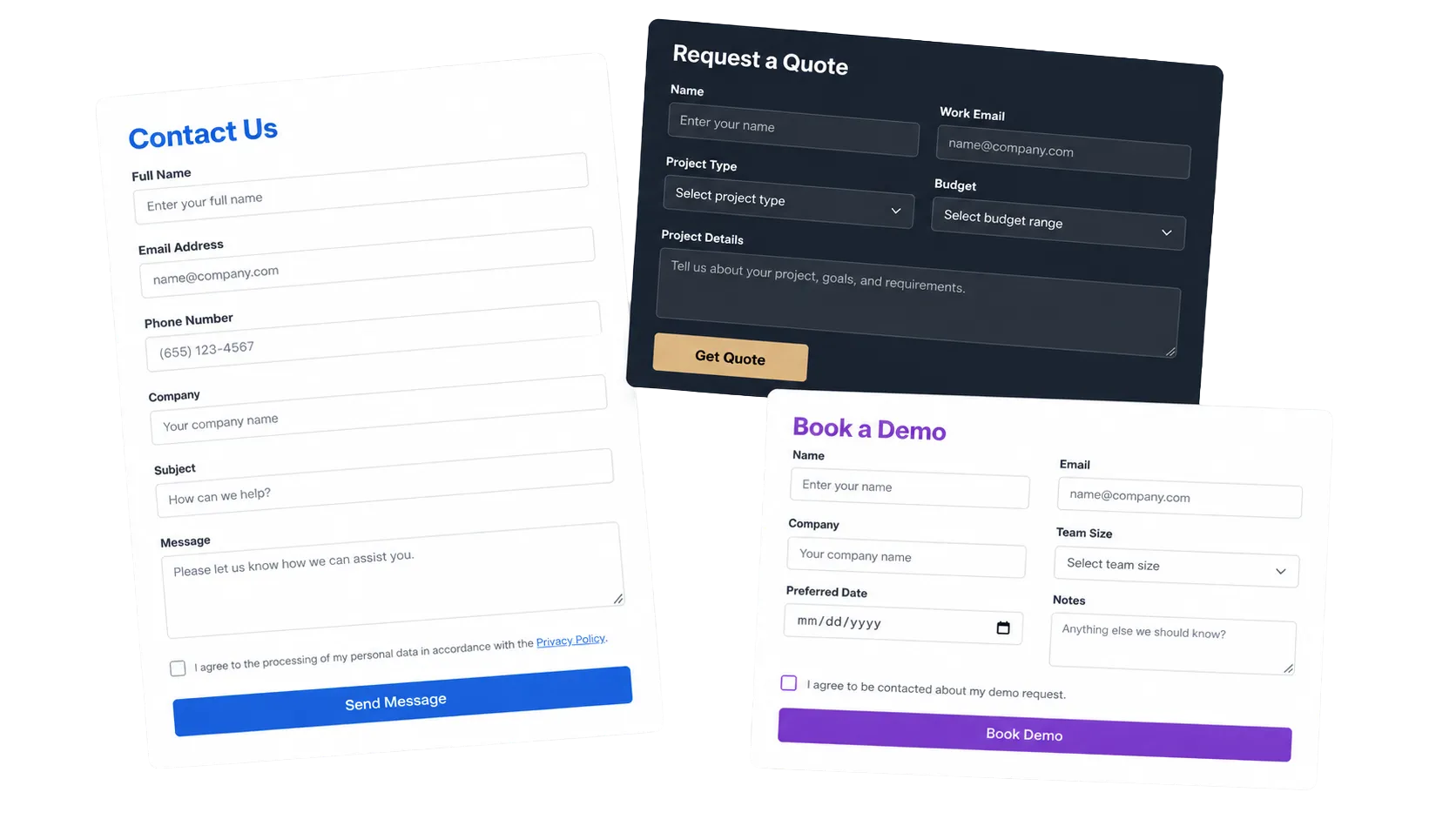 Exemples de formulaires cr&eacute;&eacute;s avec AD Pro Forms